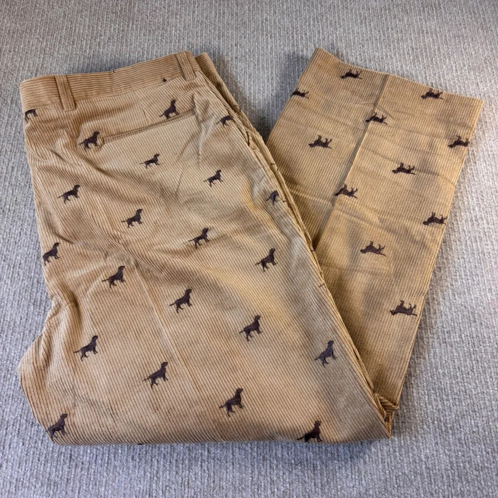 VTG 90s Orvis Brown Dog AOP Corduroy Pants Made in USA Men's Size 42x30 NWT